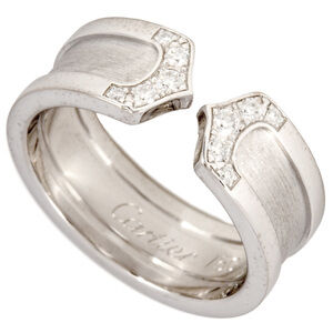 CARTIER 18k Silver Diamond 2C Ring #49